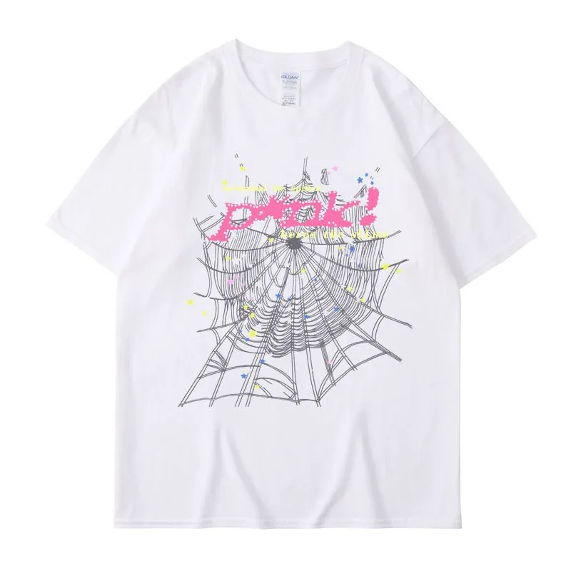 Men`s and Woen`s T-shirt singer YoungThug spider web print loose casual niche trendy couple pure cotton street trendy T-shirt SIZE