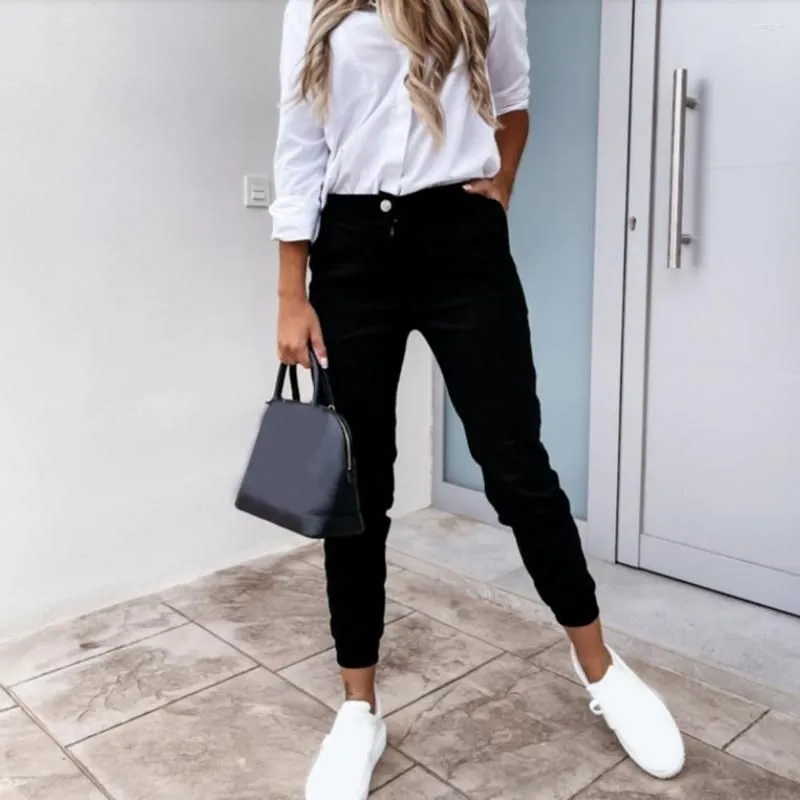 Women`s Pants Women Bodycon Cropped Spring Autumn All Match Ankle Tied Mom Ripped Jeans Stright Trousers Woman Career