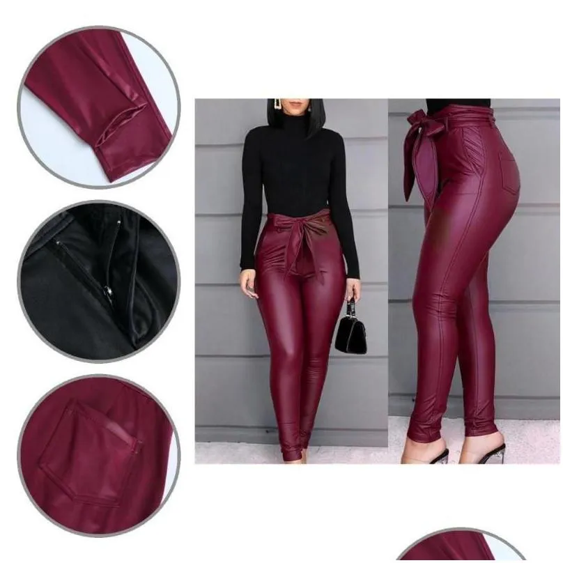 Women`S Pants & Capris Wear Resistant Attractive Women Pu Leather Windproof Solid Skinny Trousers For Drop Delivery Apparel Clothing Dhrdj