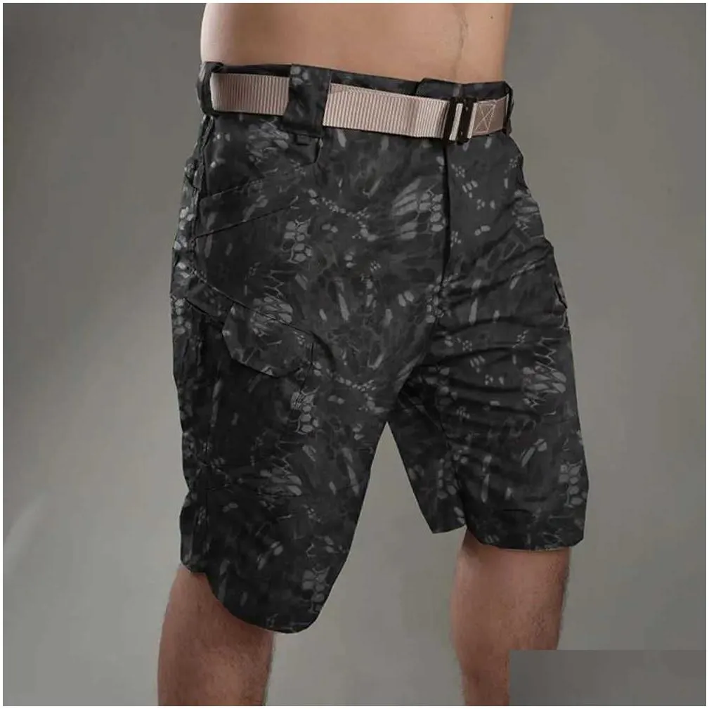 Men`S Shorts Mens Summer Button Zipper Flight City Military Tactical Straight Leg Pockets Solid Camo Printed Commercial Drop Delivery Dh0Gk