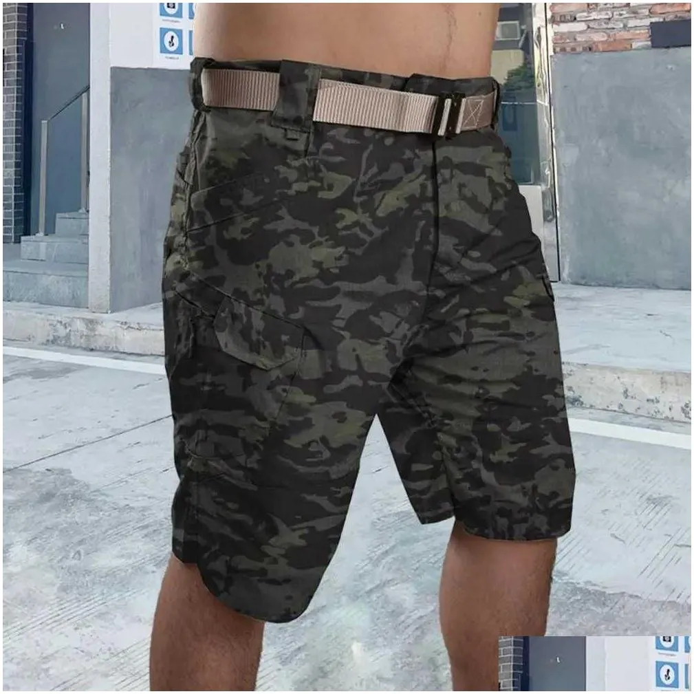 Men`S Shorts Mens Summer Button Zipper Flight City Military Tactical Straight Leg Pockets Solid Camo Printed Commercial Drop Delivery Dh0Gk