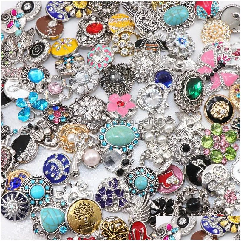Chain Fashion 50Pcs/Lot 18Mm Snaps Buttons Mix Style For Jewelry Bracelets Pendants Etc 230606 Drop Delivery Dhtwe