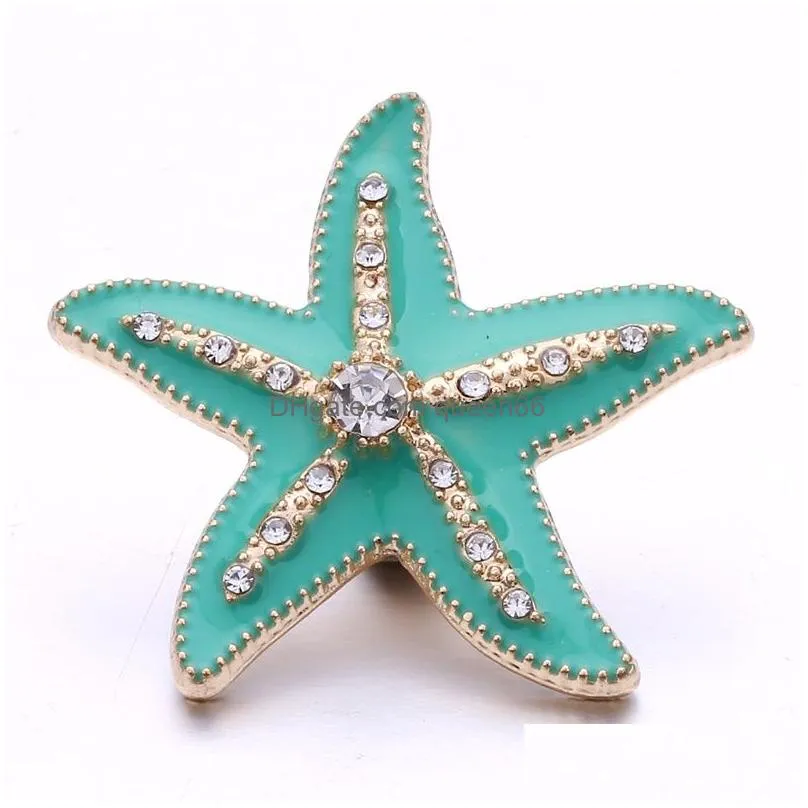 Clasps & Hooks Noosa Rhinestone Enamel 3D Starfish 18Mm Ginger Snap Jewelry Gold Plated Diy Necklace Bracelet Accessory New Finding Dr Dhie5