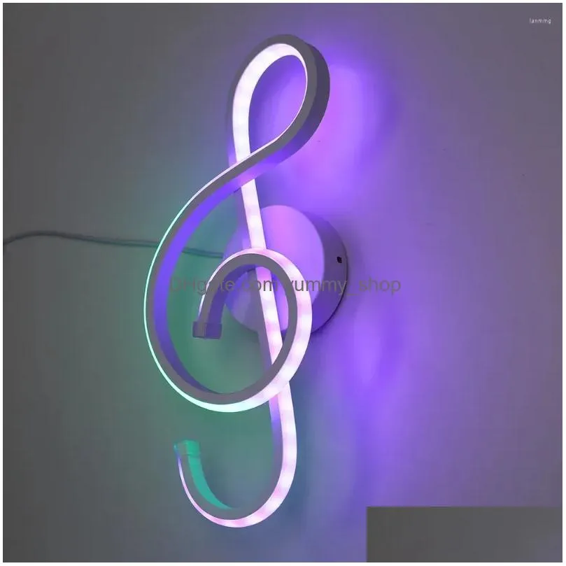 wall lamp nordic style led light rgb lamps musical note shaped bedside night modern lights for room decor indoor