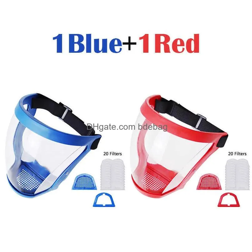  reusable full face shield work mask kitchen oil-splash proof mask hd transparent safety glasses windproof anti-fog with filters