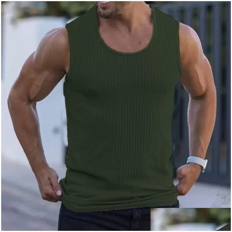 Men`S Tank Tops Mens Shirt Gym Top Sports Clothing Vest Sleeveless Canotte Casual Ropa Hombre Man Clothes 230531 Drop Delivery Appare Dhu1A