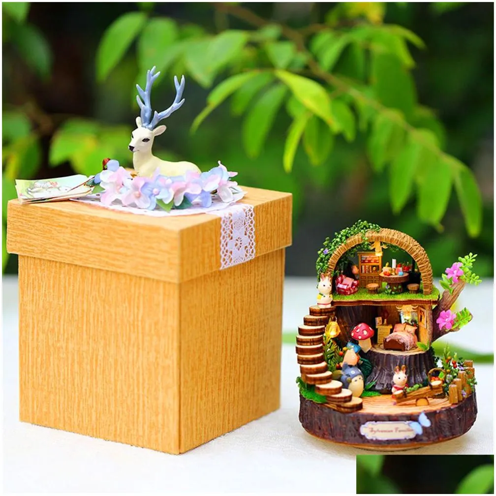 Novelty Items My Neighbor Totoro Music Box Diy Handmade Led Castle In The Sky Children Toys Birthday Romantic Gift Valentines Day Pre Dh7Zs