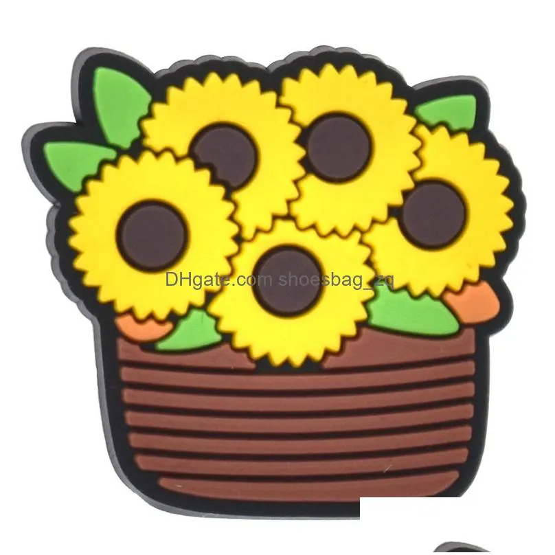 Sunflower Summer Shoe Charms Decoration Accessories Fit for Bracelet Wristband Boys Girls Kids Adults