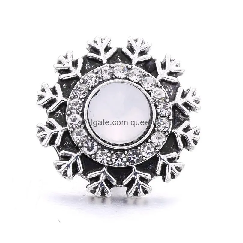 Clasps & Hooks Rhinestone Gadget 18Mm Snap Button Clasp Flower Charms For Snaps Diy Christmas Jewelry Findings Suppliers Gift Drop Del Dhjm8