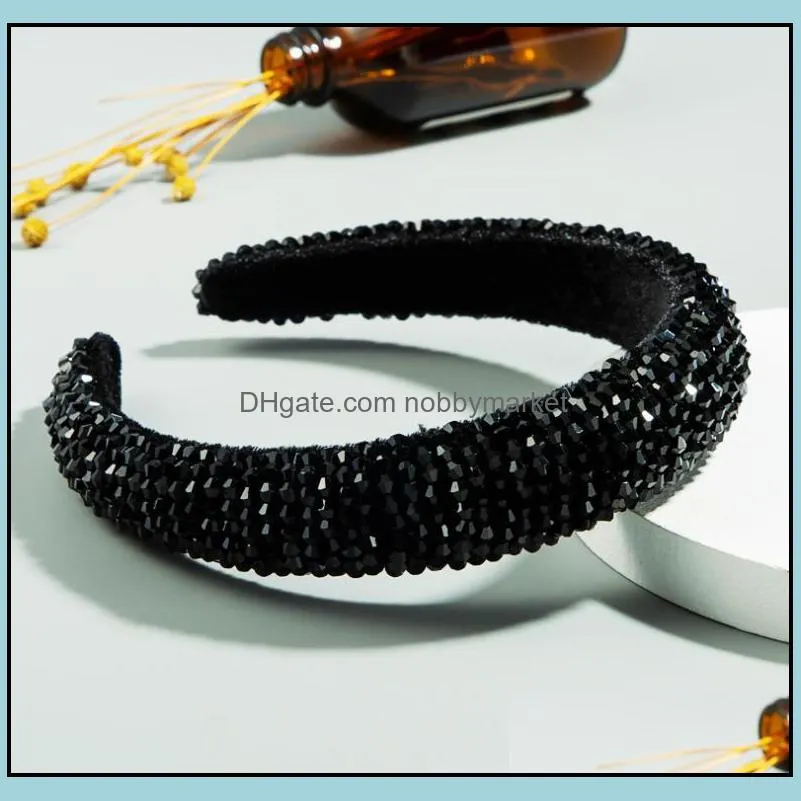 Hot Sell Padded New Full Rhinestones Headbands High Quality Italy Designer Crystal Hair Bands Women Diamond Headband Fashion Hair