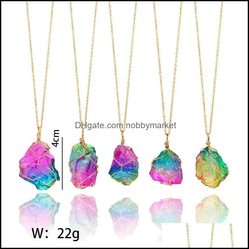 Fashion Natural stone Crystal Cutting Lines Shine Rainbow Colors Necklace Agate Pendant
