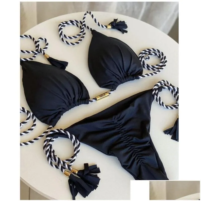 Women`S Swimwear Womens Push Up Bikini Traje De Ba O Mujer Set High Waist Triangle Bandage Swimsuit Mayo Swiming Bathing Suit Women B Dhjgb