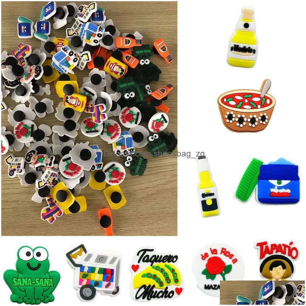 Wholesale Hispanic Mexican Style Pvc Shoe croc Charms Soft Rubber Jibits Compatible with Crok Accessories Decorations Fit