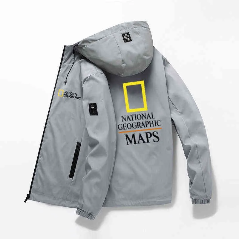 National Geographic Clothing Outdoor Camping Hiking Jacket Men`s Breathable Waterproof Hoodie Windbreaker Adventure Suit 211026