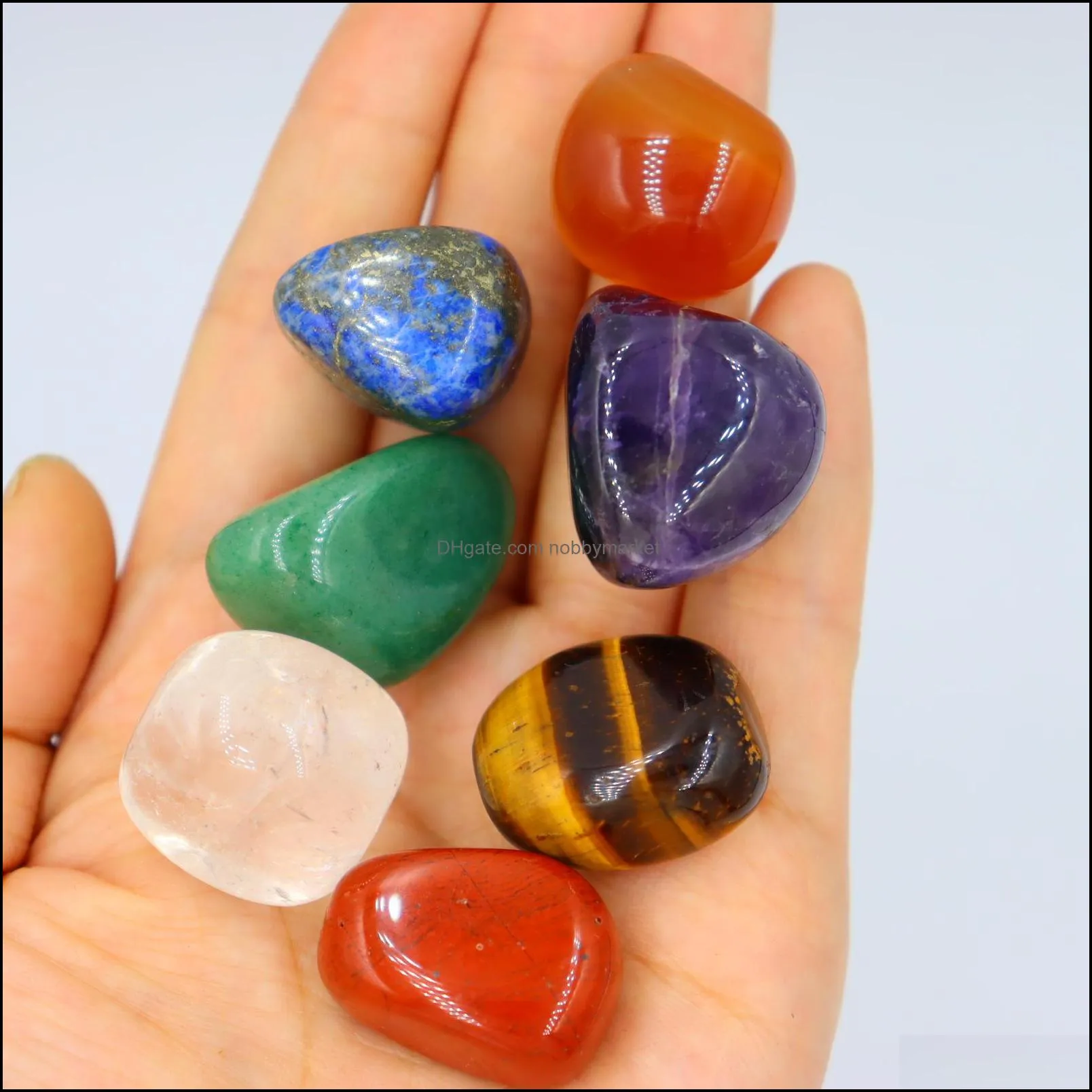 Loose 7pcs/set Reiki Seven Chakra HealingNatural Stone Tumbled Irregular Polishing Rock Quartz Yoga Energy Bead Decoration