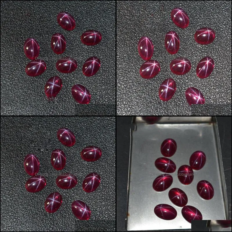 Good Quality Wholesle Large Stock 6x8mm-13x18mm 6 Sizes Lab Created Stone Star Sapphire Ruby Loose Stone For Jewelry Making 5pcs/lot