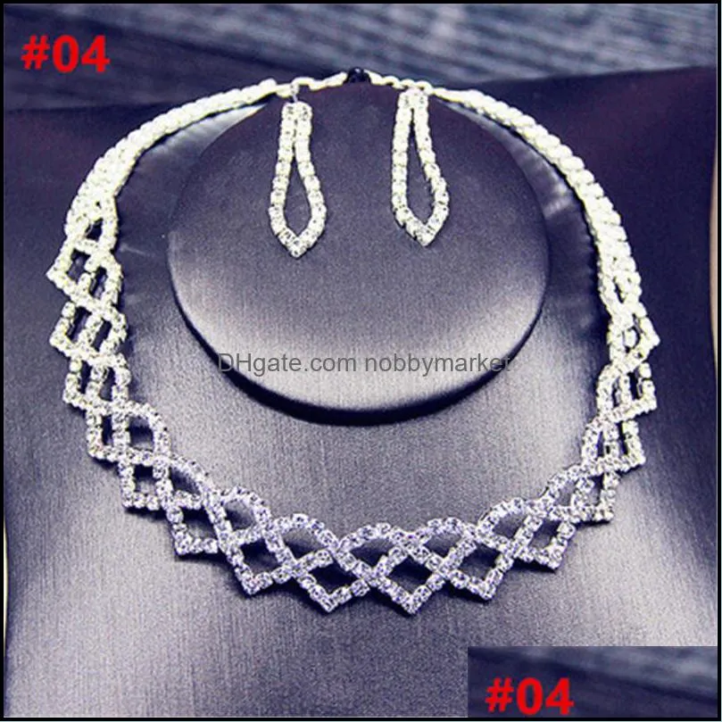 Factory Direct Sales European American Necklace Inlaid With Full Diamond Pattern Shining Chain Band Neck Element Jewelry Sets