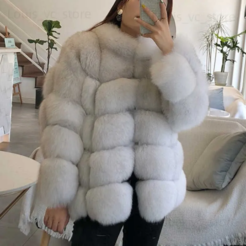 Women`s Fur Faux Fur 2023 Women Faux Fur Coat Winter High Quality Fluffy Stand Collar Coat Thick Warm Faux Fur Jacket Khaki Fuzzy Overcoat