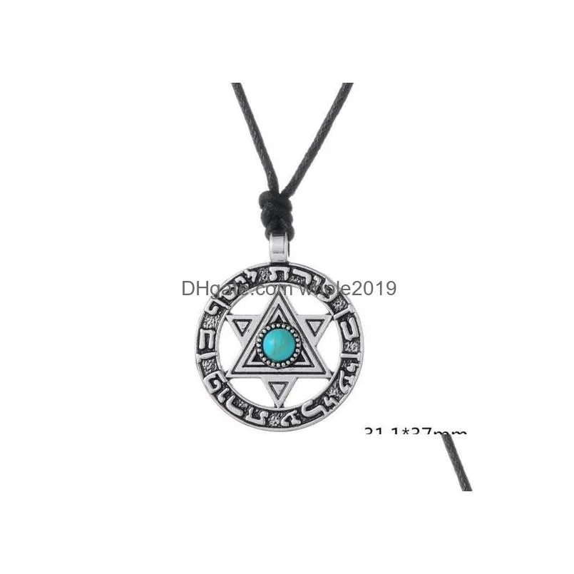 Pendant Necklaces W9 Norse Star Of David Hexagram Vine Wiccan Jewish Talisman Necklace2575880 Drop Delivery Jewelry Pendants Dhdx4