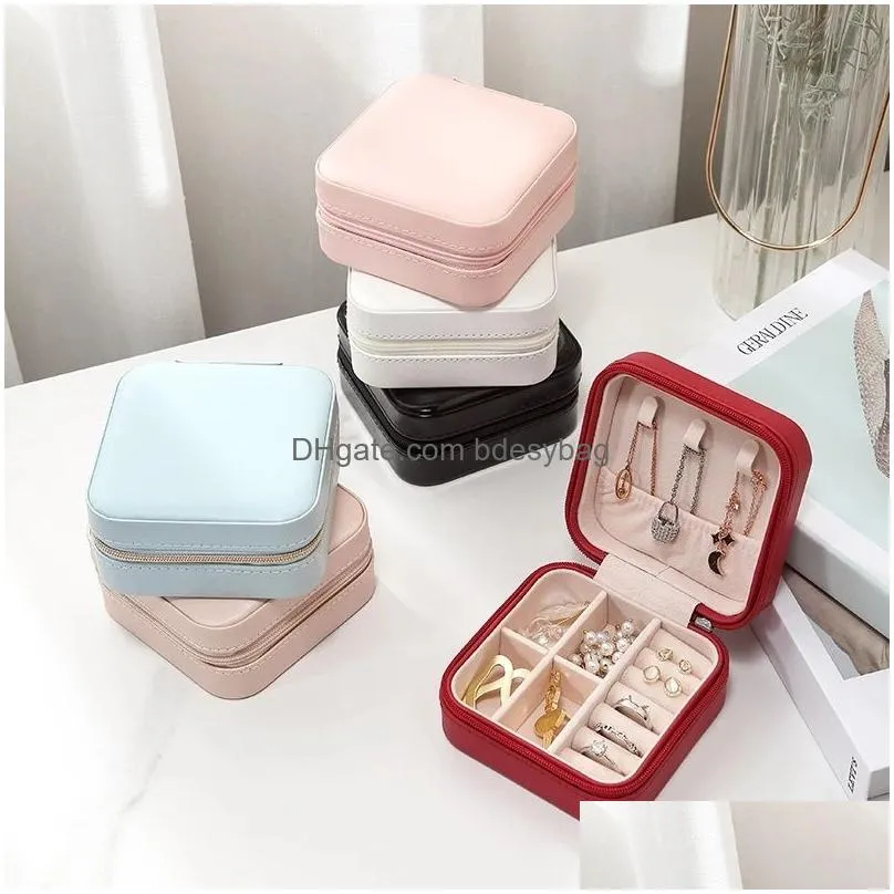 Jewelry Boxes Box Portable Travel Display Pu Leather Case Small Necklaces Earrings Rings Holder Storage Organizer Drop Delive Dhgarden Dhywx