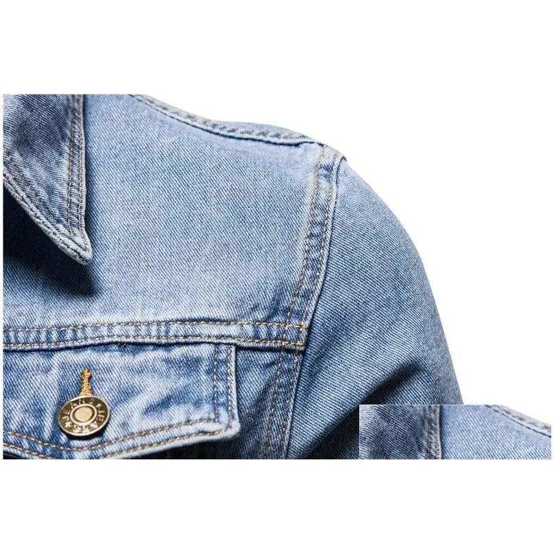 Men`S Jackets Cotton Lapel Denim Jacket Men Casual Solid Color Streetwear High Quality Jeans Autumn Slim Fit Mens 240113 Drop Delivery Dhmul