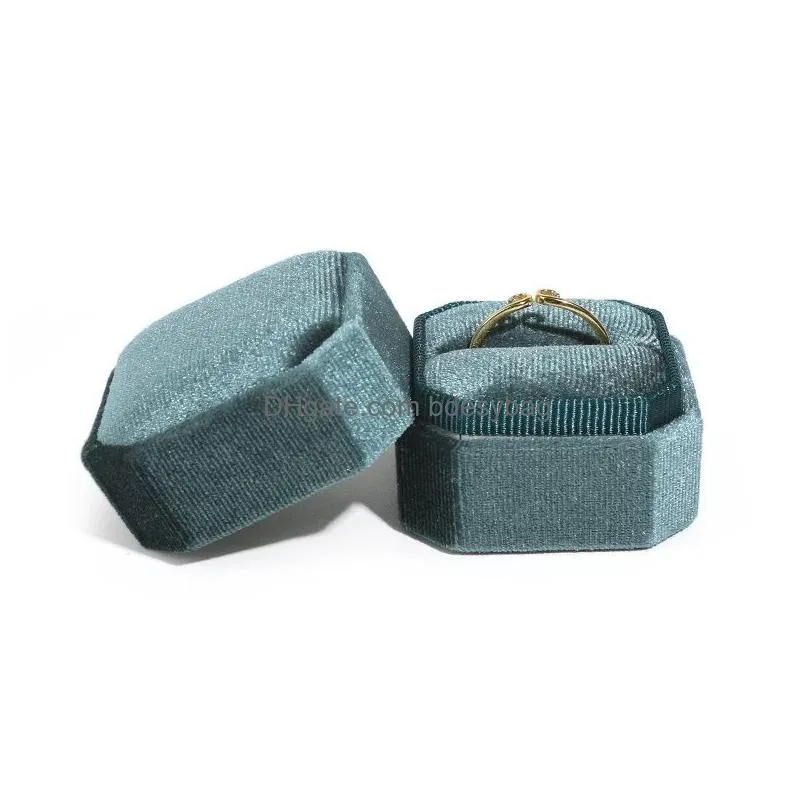 Jewelry Boxes Veet Ring Box Octagonal Double Pendant With Detachable Lid For Proposal Engagement Wedding Ceremony Drop Deliv Dhgarden Dh1Zw