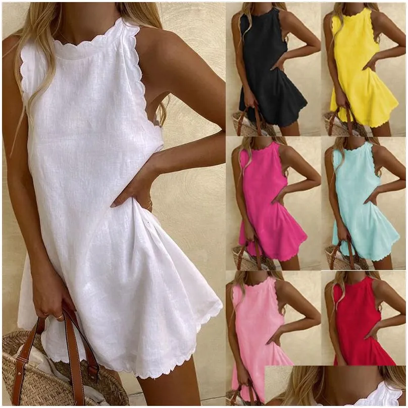 Basic & Casual Dresses Women Summer Dress Solid Sleeveless Party Mini For Elegant Loose Female Vestidos Cocktail Drop Delivery Appare Dhybn