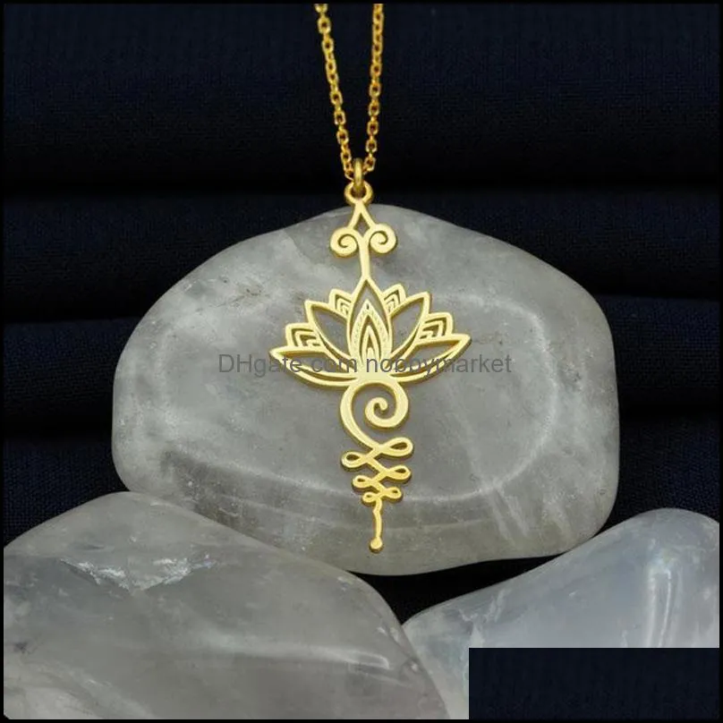 Pendant Necklaces Creativity Unalome Necklace For Women Vintage Metal India Mens With Lotus Flower-Yoga Jewelry 2021