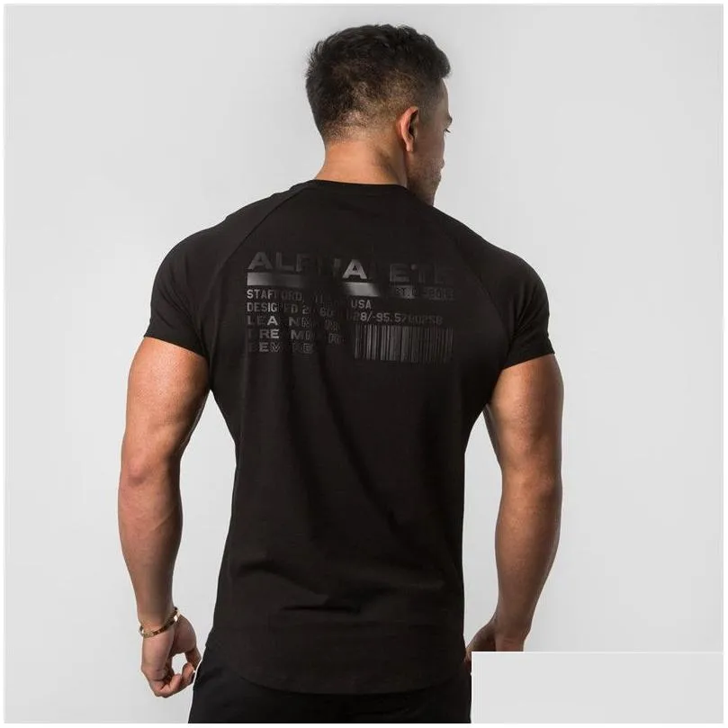 New Summer Fashion Mens Short Sleeve T-Shirts Bodybuilding and Fitness Mens Gyms Clothing Workout Cotton T-Shirt