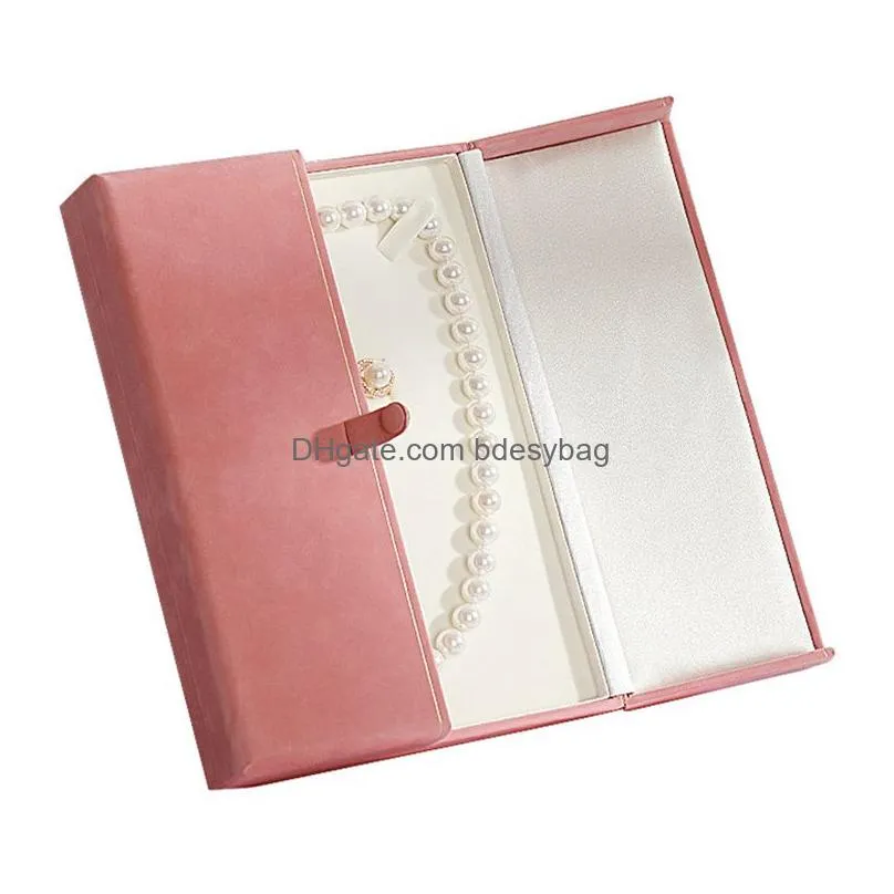 Jewelry Boxes Veet Big Necklace Gift Box Pearl Necklaces Vintage Double Open Packaging Cases Display Organizer Drop Delivery Dhgarden Dhk8G