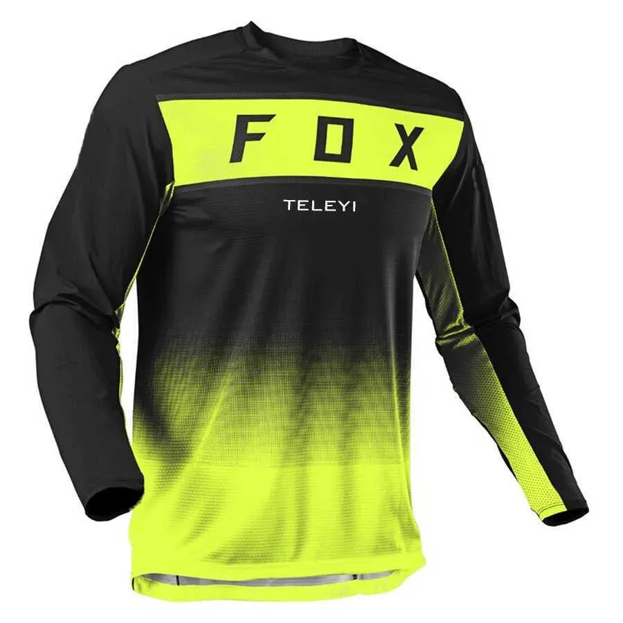 FOX TELEYI Motocross Jersey Racing Moto Clothing Quick Dry MTB Shirts Dirt Bike Downhill Mountain DH Long Sleeve Cycling Jersey