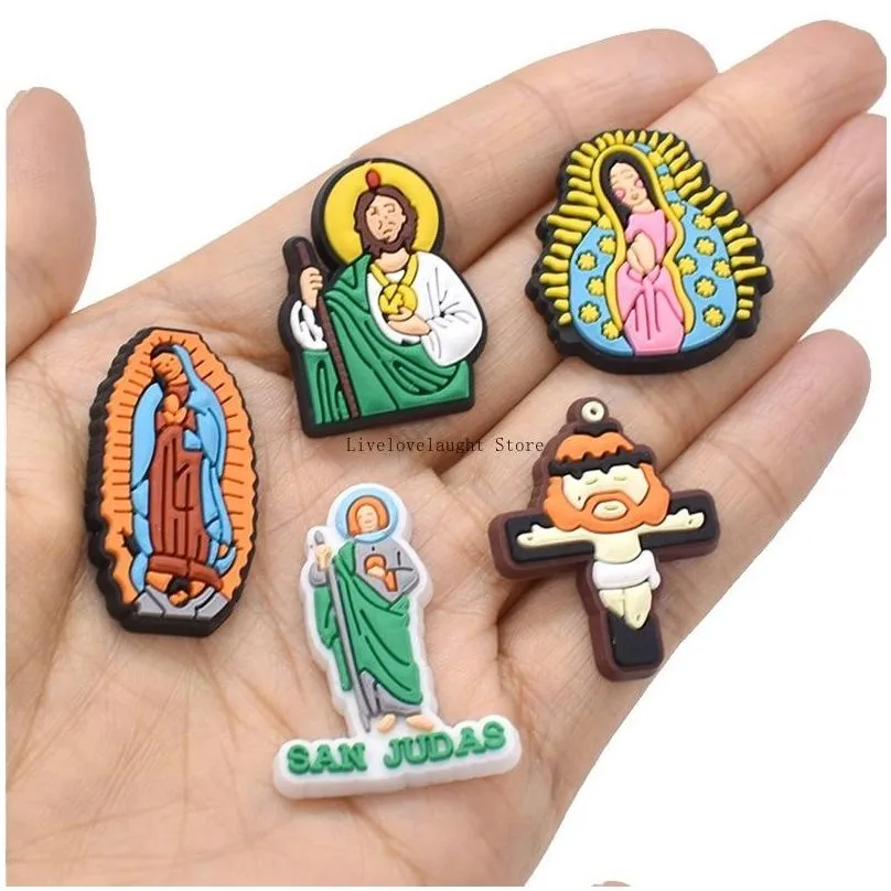 Wholesale Religious Jesus Croc Shoe Charms Parts Accessories Buckle Clog Buttons Pins Wristband Bracelet Decoration Kids Teen Adulty Party