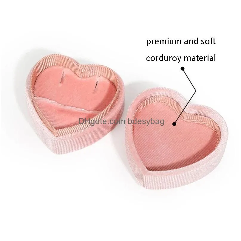 Jewelry Boxes Veet Box Heart Shaped Ring Double Rings Earrings Necklace Storage Cases For Proposal Engagement Wedding Drop D Dhgarden Dhlcm