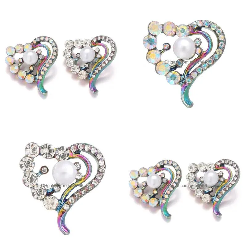 Clasps & Hooks Noosa Plating Dazzling Rhinestone Heart Snap Buttons Fit Diy 18Mm Button Bracelet Necklace Acc Ingredients Supplier Jew Dhs02