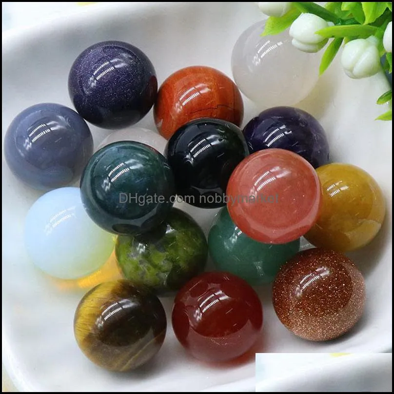 1.6cm Natural Stone Crystal Ball Shape Yoga Energy Gemstones For Pendant Necklaces Home Garden Office Decor Jewelry