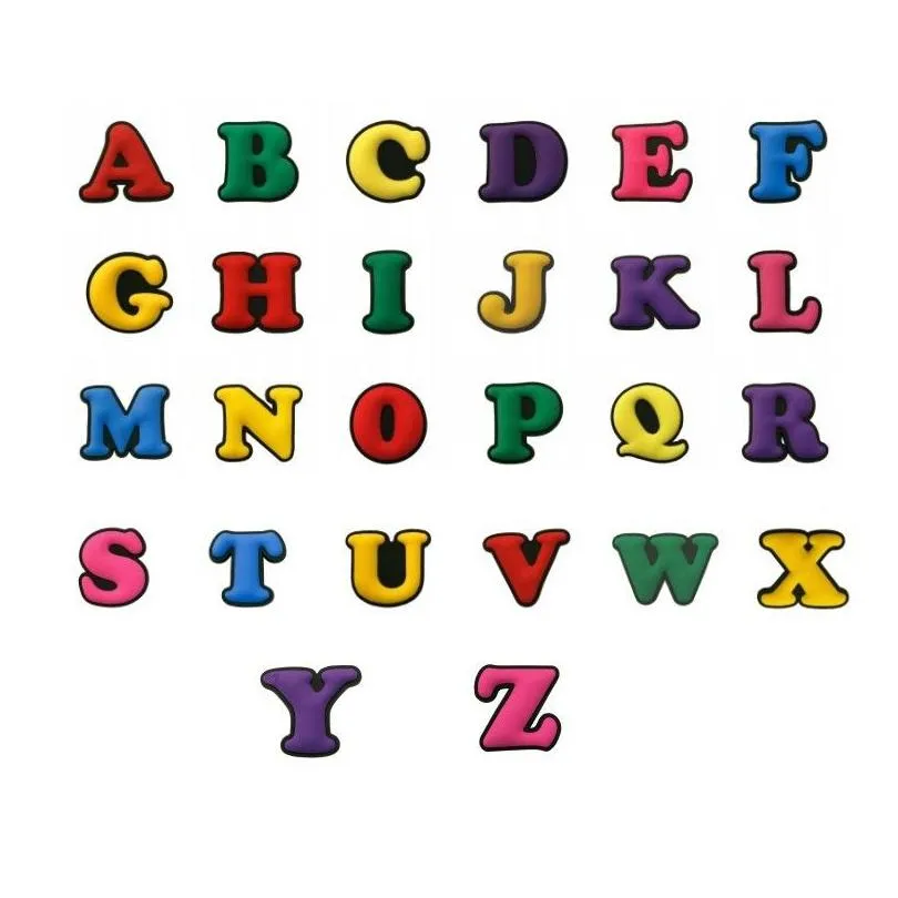 Coloful Alphabet Croc Charms for Shoes, Bracelet, Wristband, Gift for Birthday, Party, Holiday