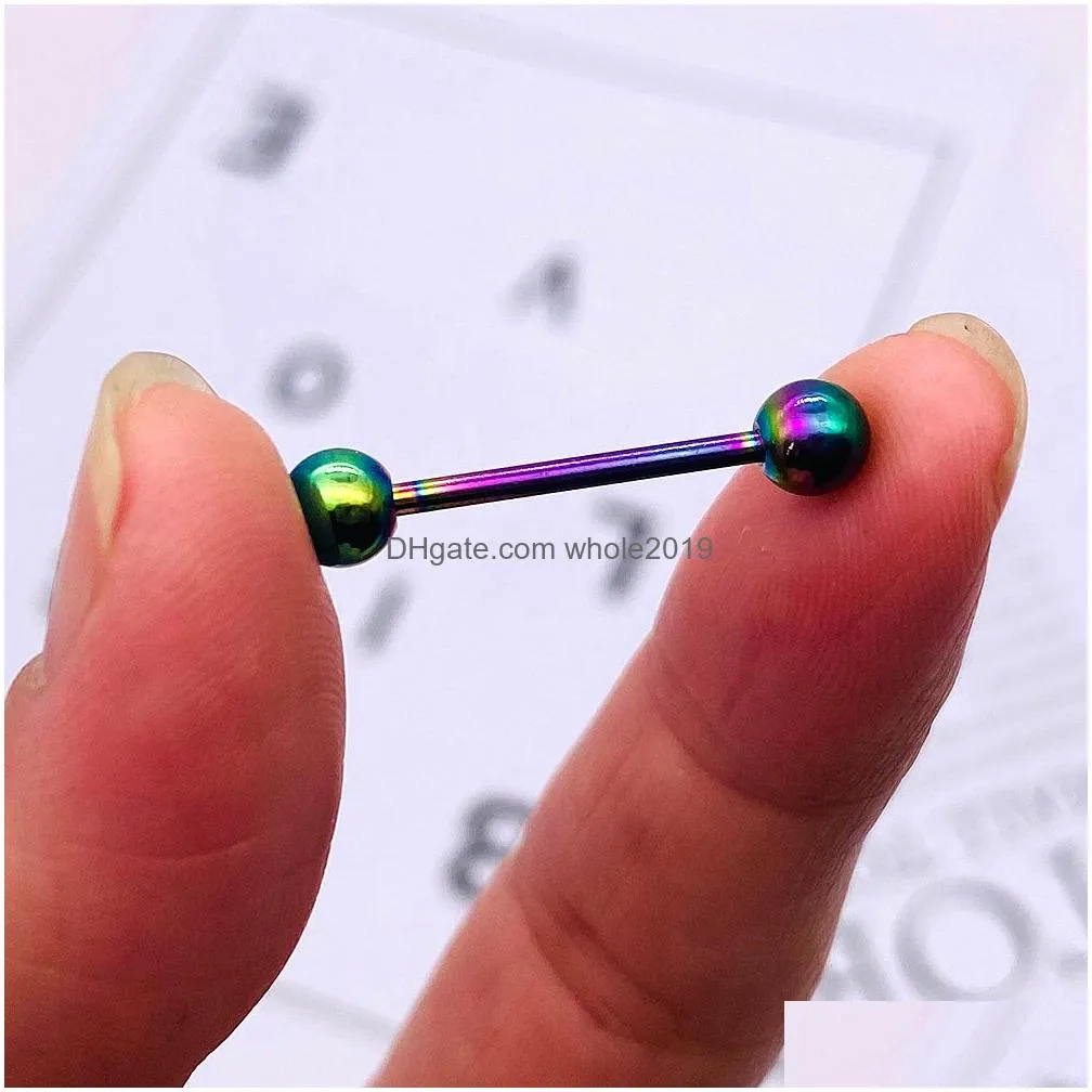 Tongue Rings 1Pc 16Mm Surgical Steel Nipple Straight Barbells Lip Stud Bar Tragus Body Piercing Jewelry Drop Delivery Dhvxs