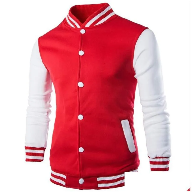 Men`S Jackets Men Boy Baseball Jacket Fashion Wine Red Slim Fit College Varsity Male Stylish Homme 3Xl Drop Delivery Apparel Clothing Dhik9