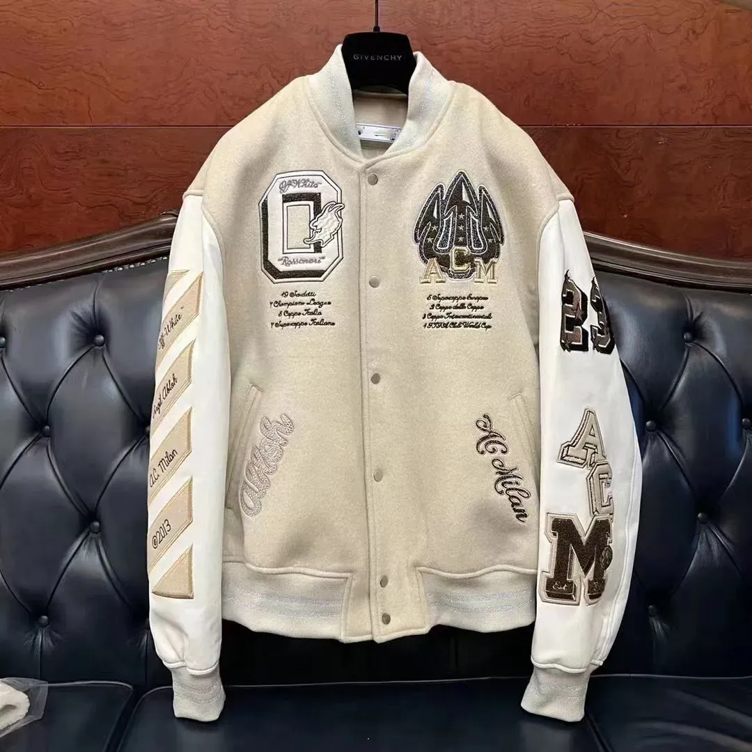 Milan Xffwhite joint OW Men`s and women`s World Cup star baseball jacket
