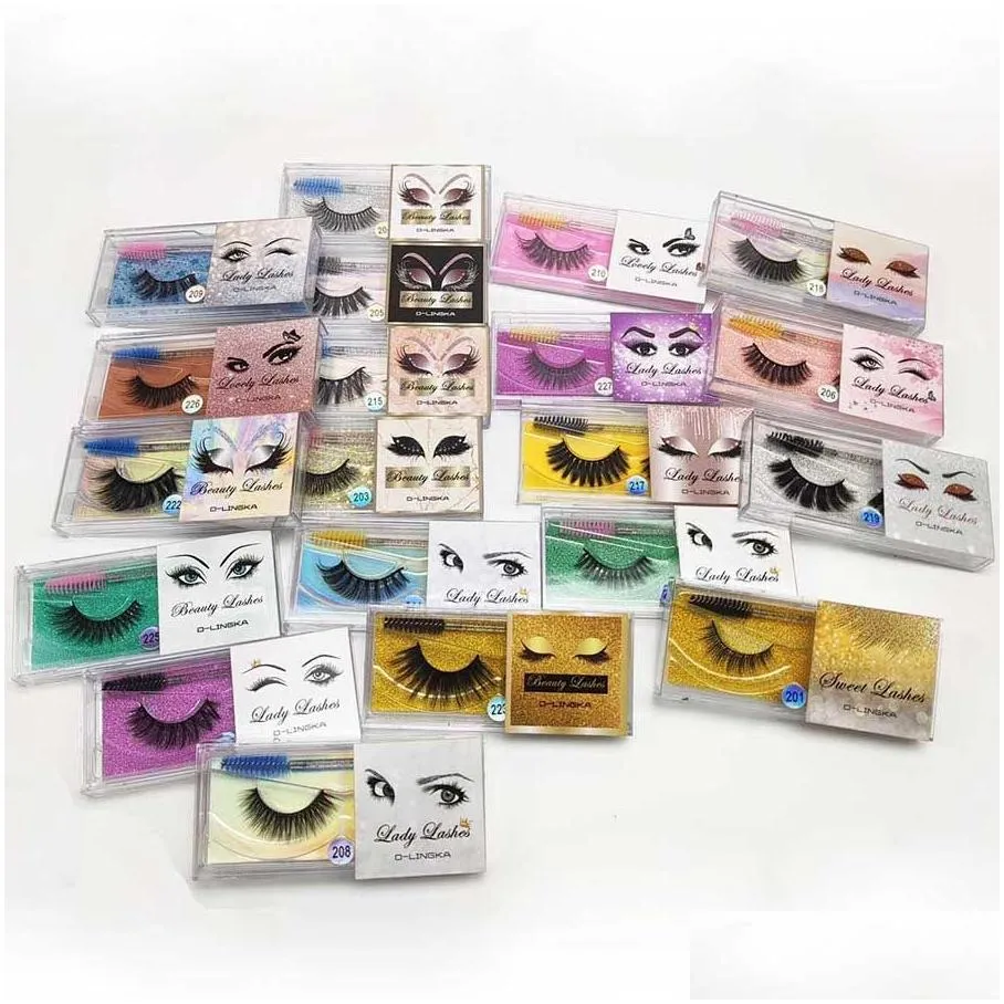 1pair 3D Mink Hair Eyelashes private OEM Logo Acceptable 3D Silk Protein Lashes 100% Cruelty Free Dramatic False Eyelash natural 28