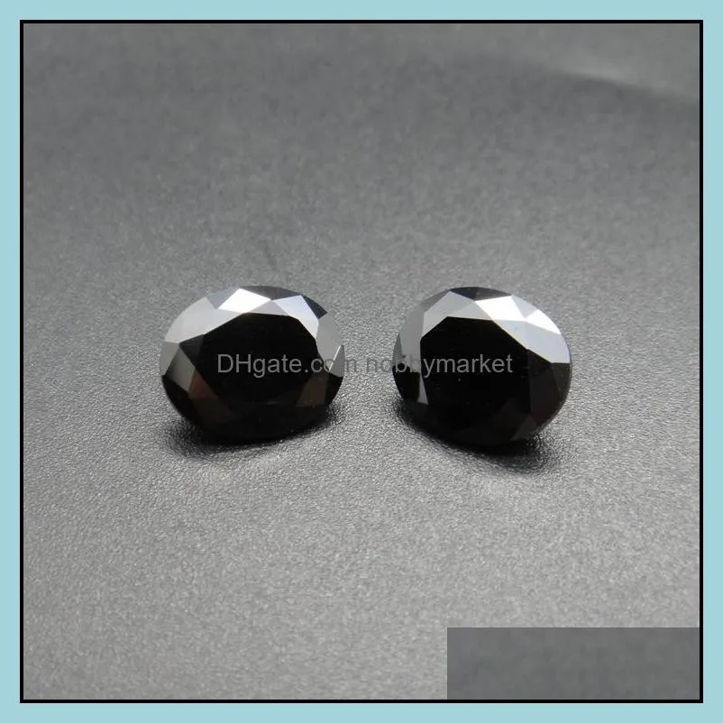 Black Color Stone 8 Sizes 2x3mm-4x6mm Oval Machine Cut Cubic Zirconia Synthetic Loose Gemstone Beads For Jewelry Making 500pcs/Lot