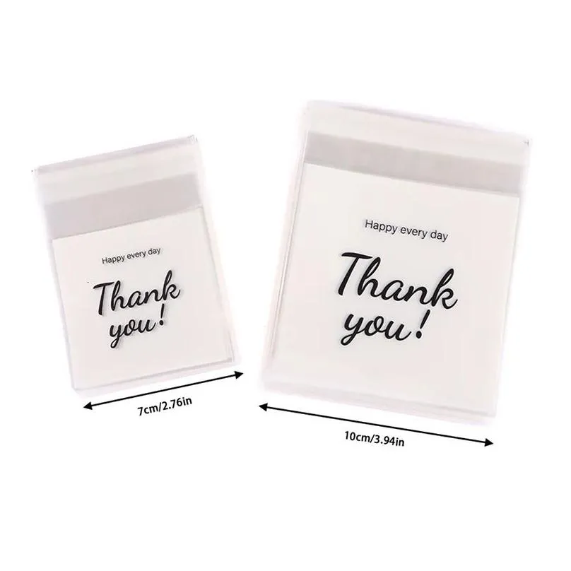 Gift Wrap 100 Plastic Bags Thank You Cookie Self-Adhesive Candy For Weddings Birthdays Parties Baking Packaging Drop Delivery Home Gar Dhmz1