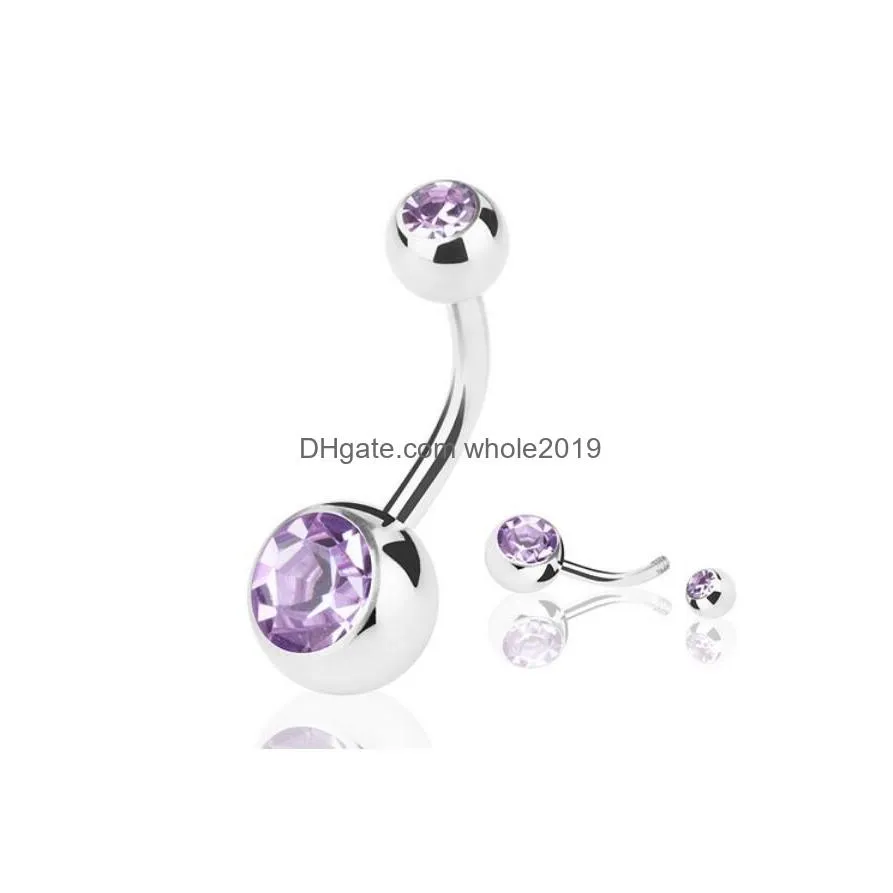 Navel & Bell Button Rings New Sier Stainless Steel Belly Crystal Rhinestone Body Piercing Bars Jewlery For Womens Bikini Fashion Drop Dhqsg