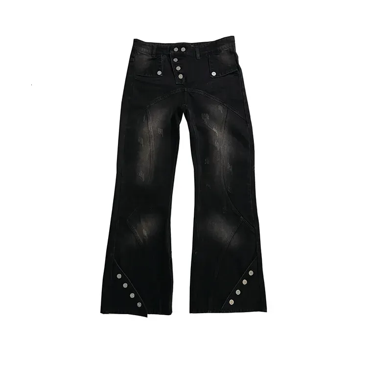 Mens Jeans Men Denim Pants Wide leg trousers Wholesale Side Button men clothing 230922