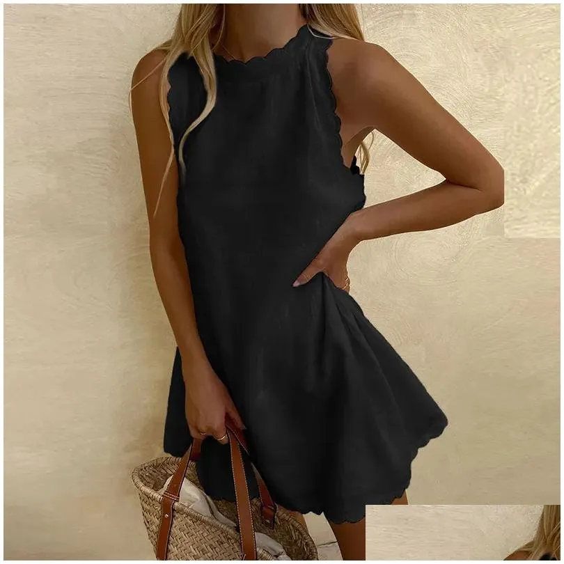 Basic & Casual Dresses Women Summer Dress Solid Sleeveless Party Mini For Elegant Loose Female Vestidos Cocktail Drop Delivery Appare Dhybn