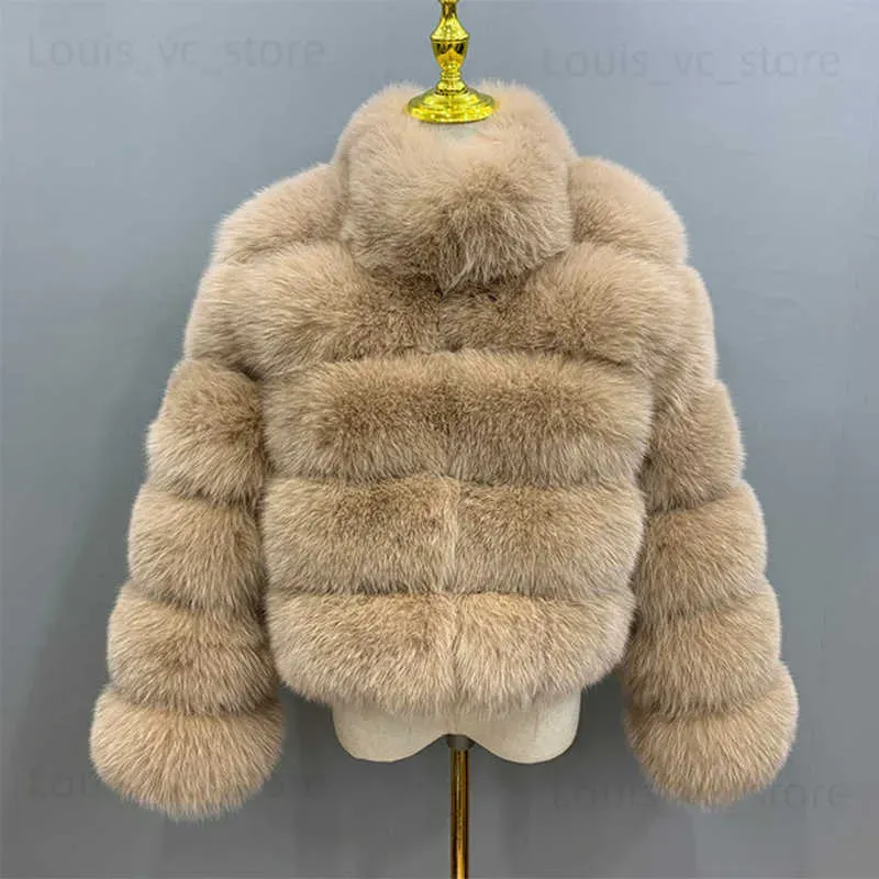 Women`s Fur Faux Fur 2023 Women Faux Fur Coat Winter High Quality Fluffy Stand Collar Coat Thick Warm Faux Fur Jacket Khaki Fuzzy Overcoat