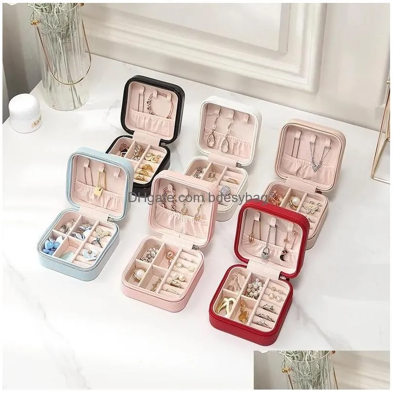 Jewelry Boxes Box Portable Travel Display Pu Leather Case Small Necklaces Earrings Rings Holder Storage Organizer Drop Delive Dhgarden Dhywx