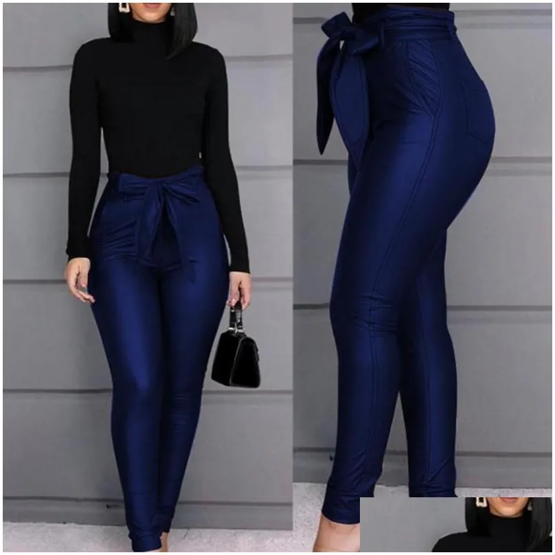 Women`S Pants & Capris Wear Resistant Attractive Women Pu Leather Windproof Solid Skinny Trousers For Drop Delivery Apparel Clothing Dhrdj