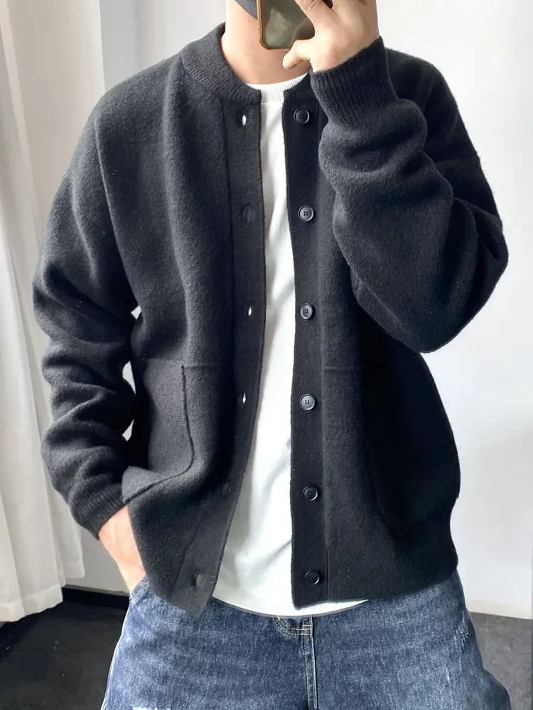 Men`s Sweaters 2023 Spring Light Luxury Fashion Cardigan Men Knitted Sweater Round Neck Jacket Loose Coat Boutique DressSimpleStyle