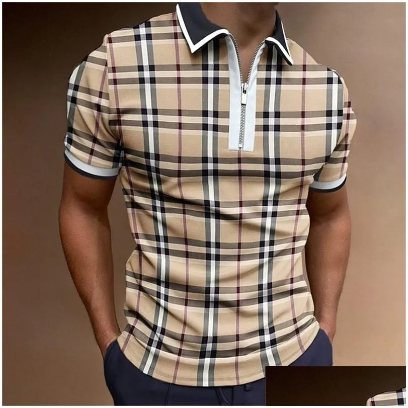 Men`S Polos Zip Shirt Men S Cotton Short Sleeve T High Quality Slim Fit Casual Golf 220614 Drop Delivery Apparel Clothing Tees Dhu3M